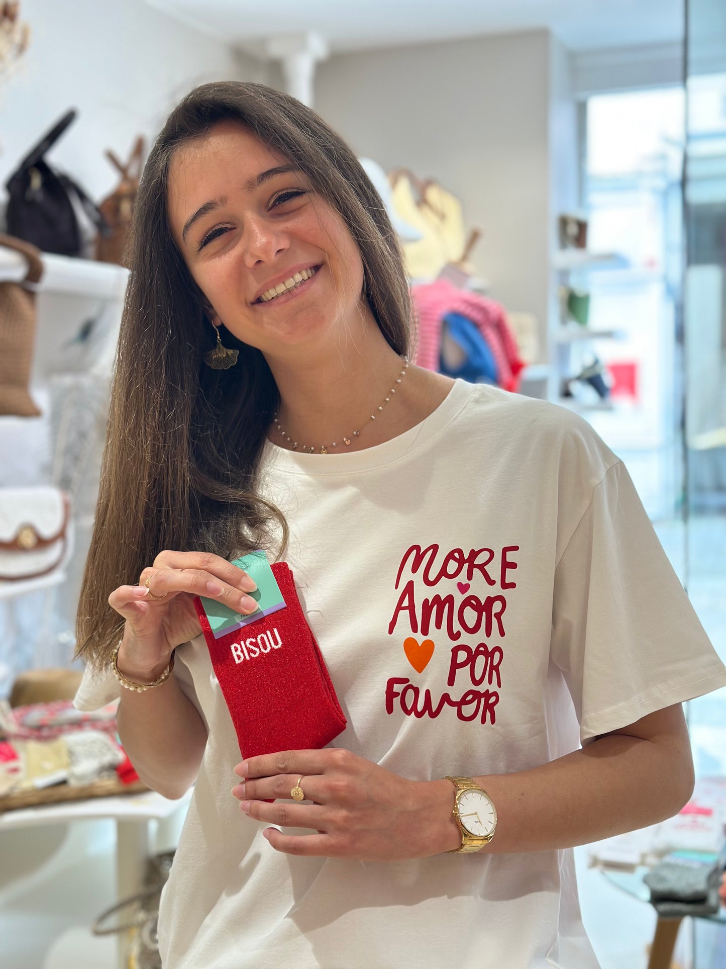 Tee-Shirt rouge more amor por favor