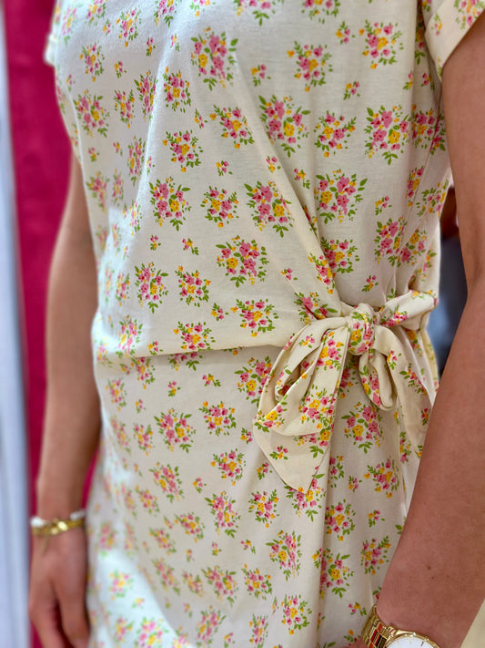 Robe longue florale noeud