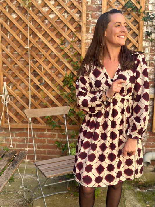 Robe imprimée bordeaux