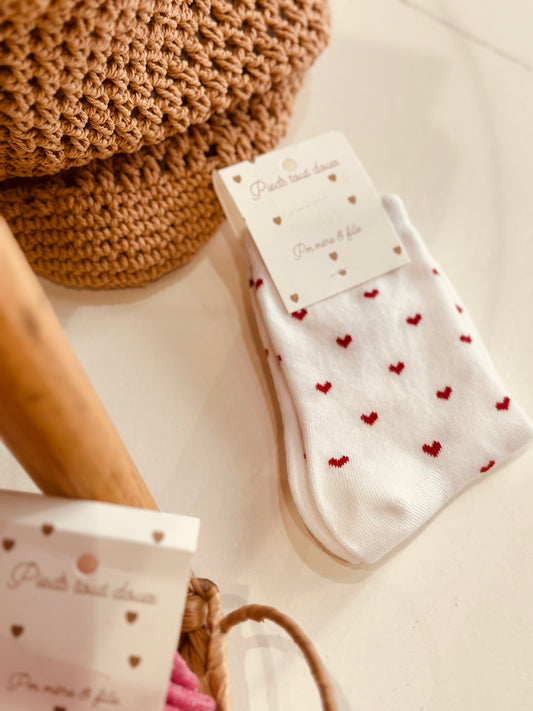 Chaussettes blanche "Petit Amour" rouge