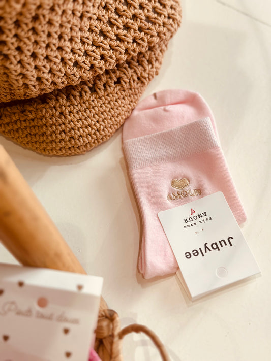 Chaussettes rose "Amour" or