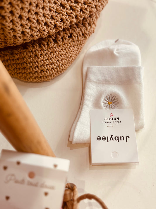 Chaussettes blanche marguerite