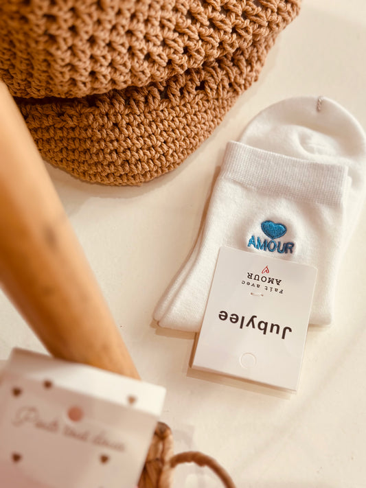 Chaussettes blanche "Amour" doré