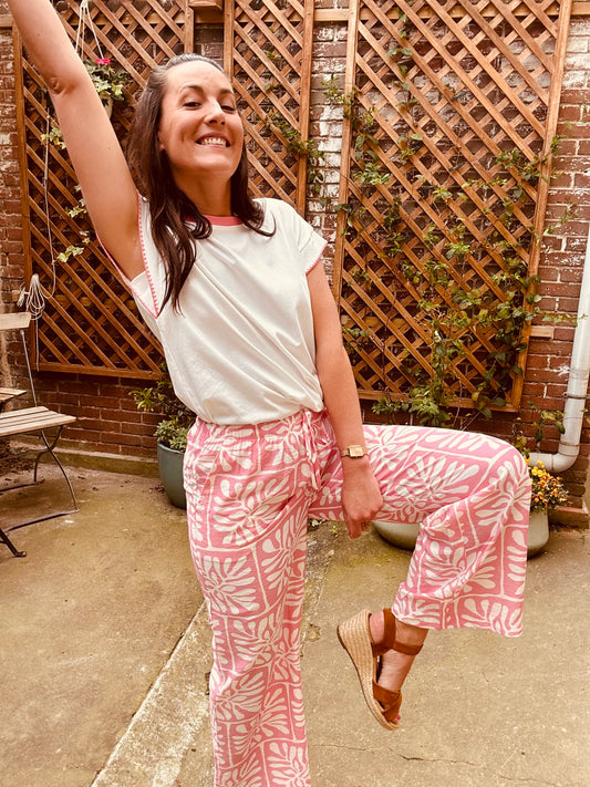 Pantalon imprimé rose
