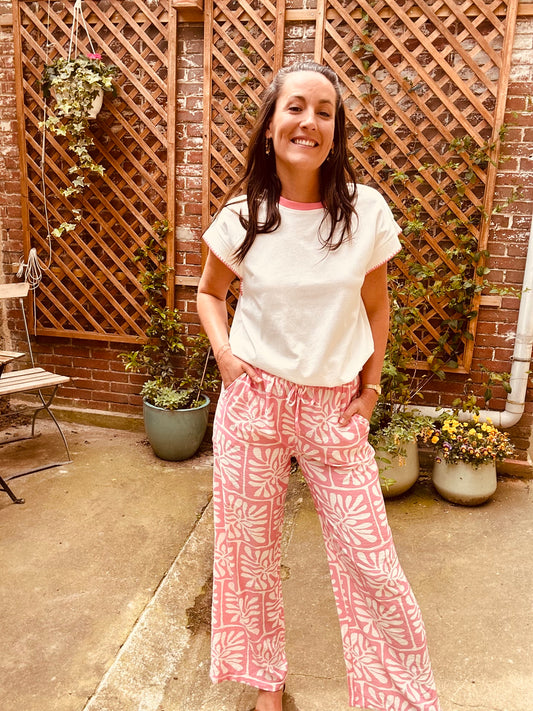 Pantalon imprimé rose