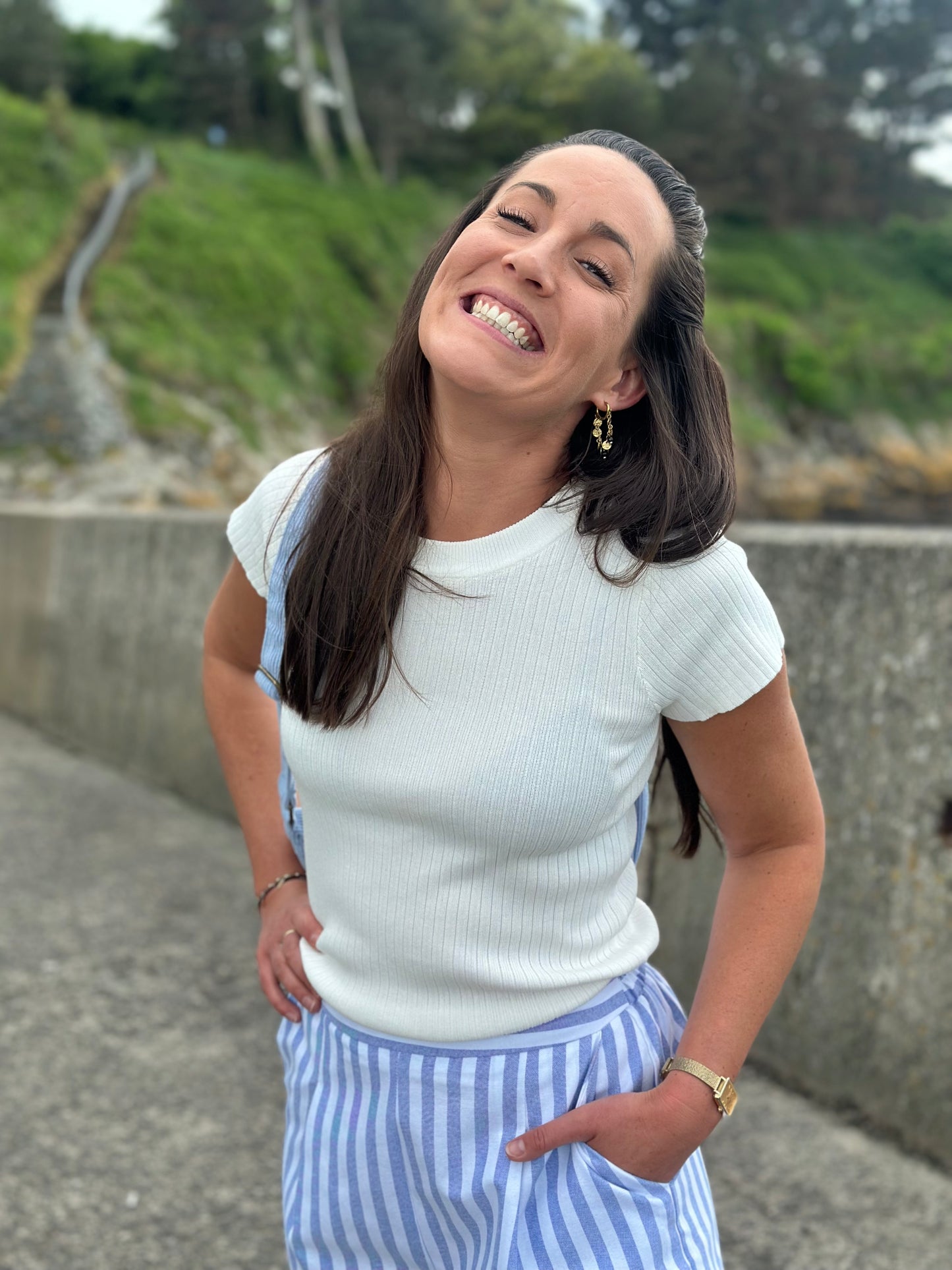 Short rayures bleu
