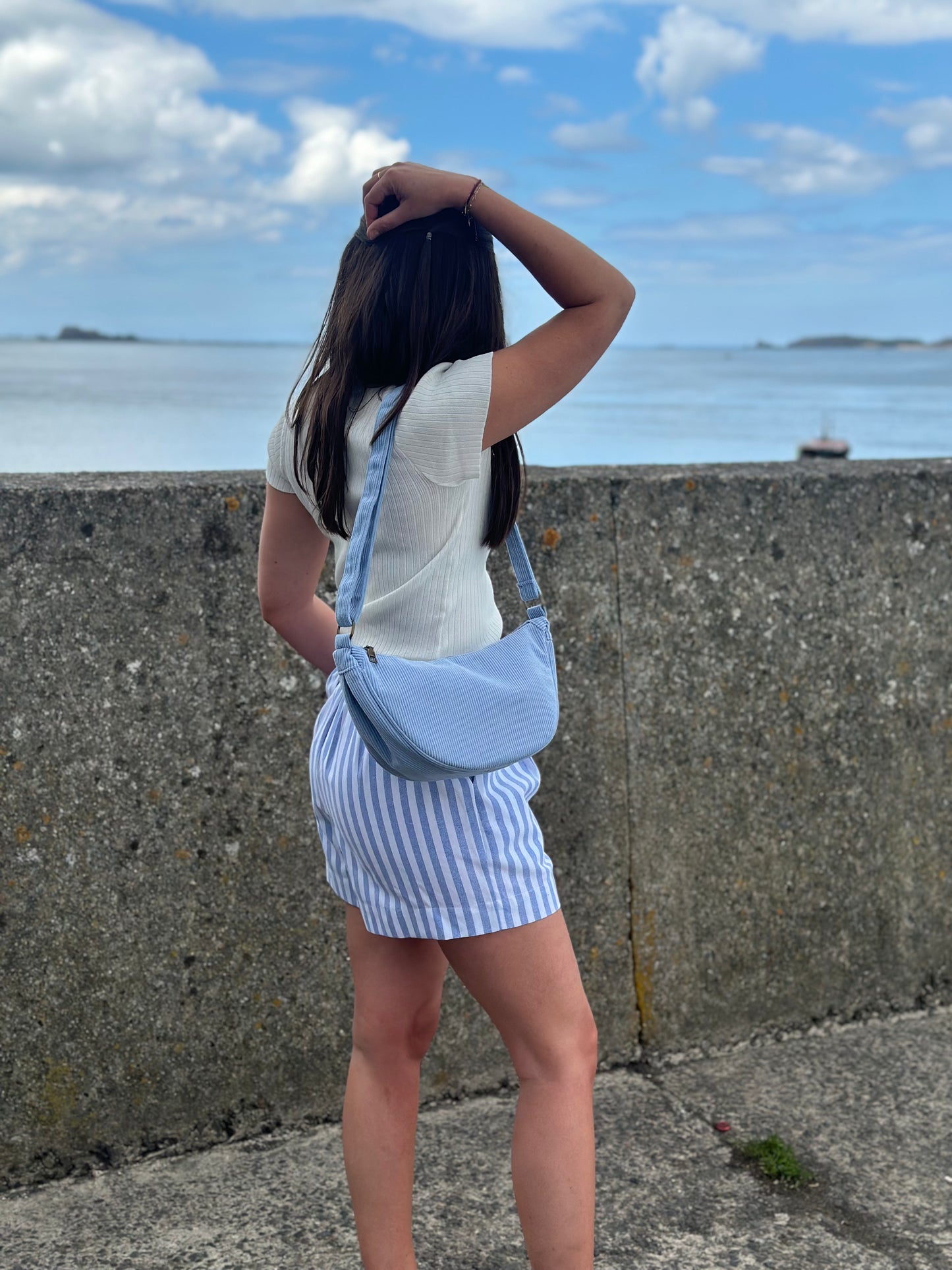 Short rayures bleu