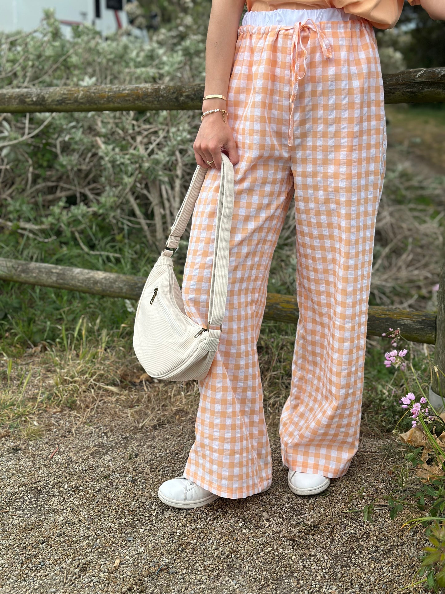 Pantalon vichy orange