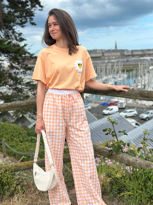 Pantalon vichy orange
