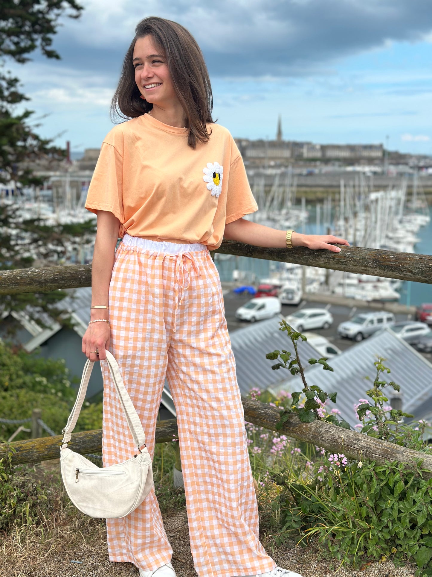 Pantalon vichy orange