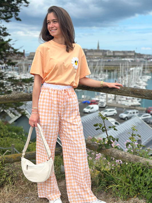 Pantalon vichy orange