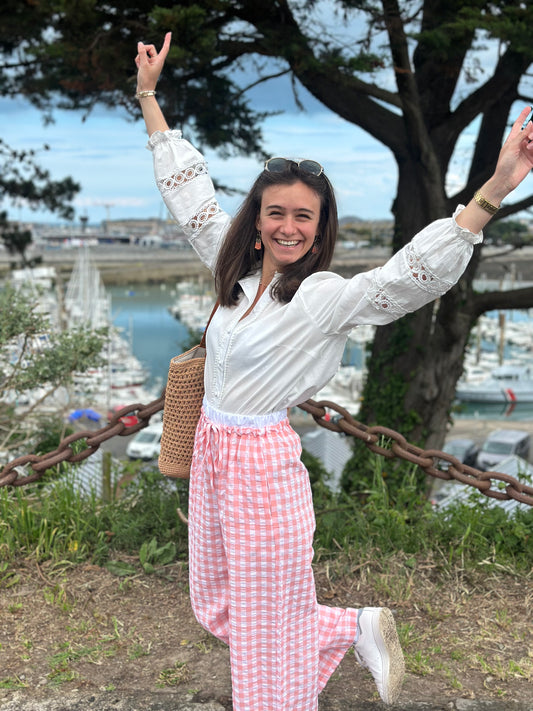 Pantalon vichy rose