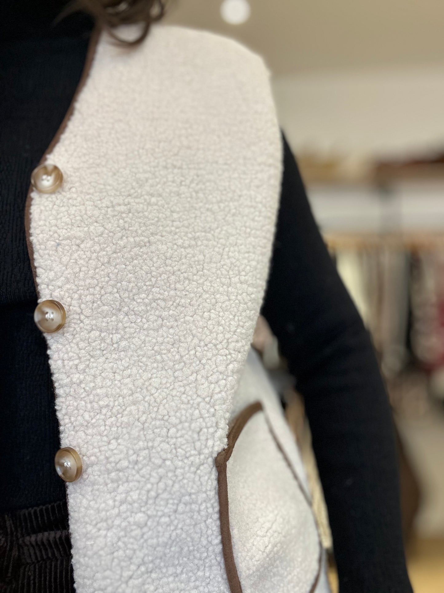 Veste beige camel S/manche moumoute