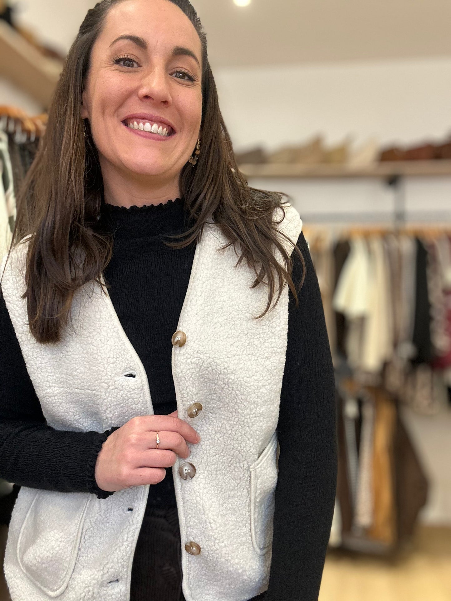 Veste Crème S/manche moumoute