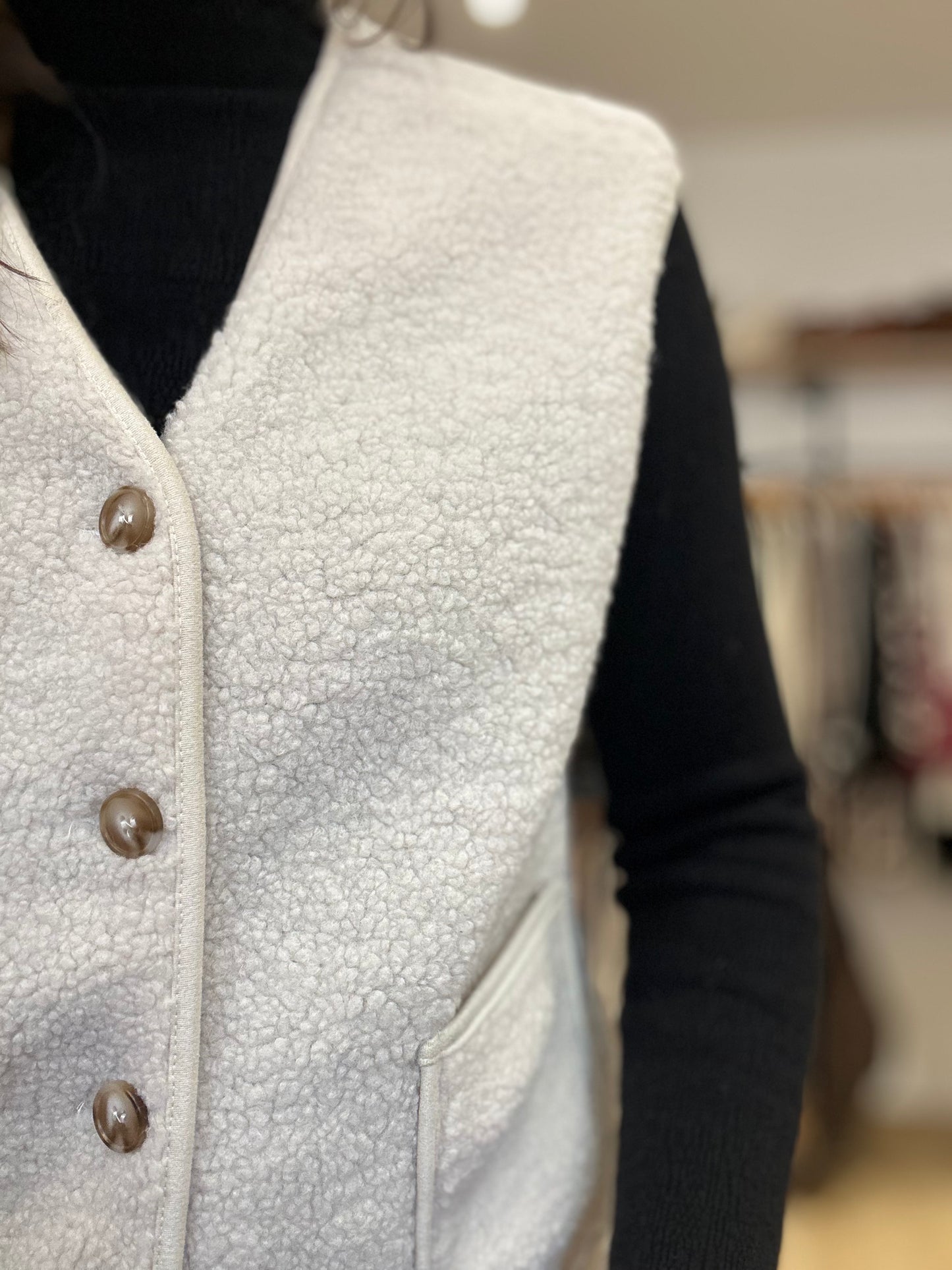 Veste Crème S/manche moumoute