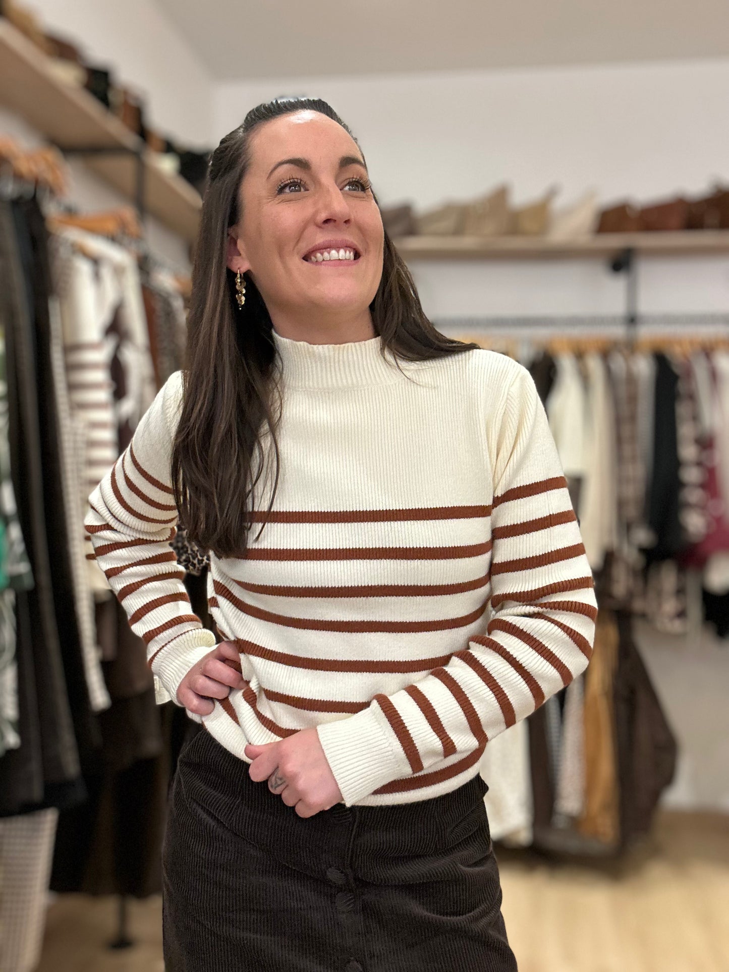 Pull marinière choco