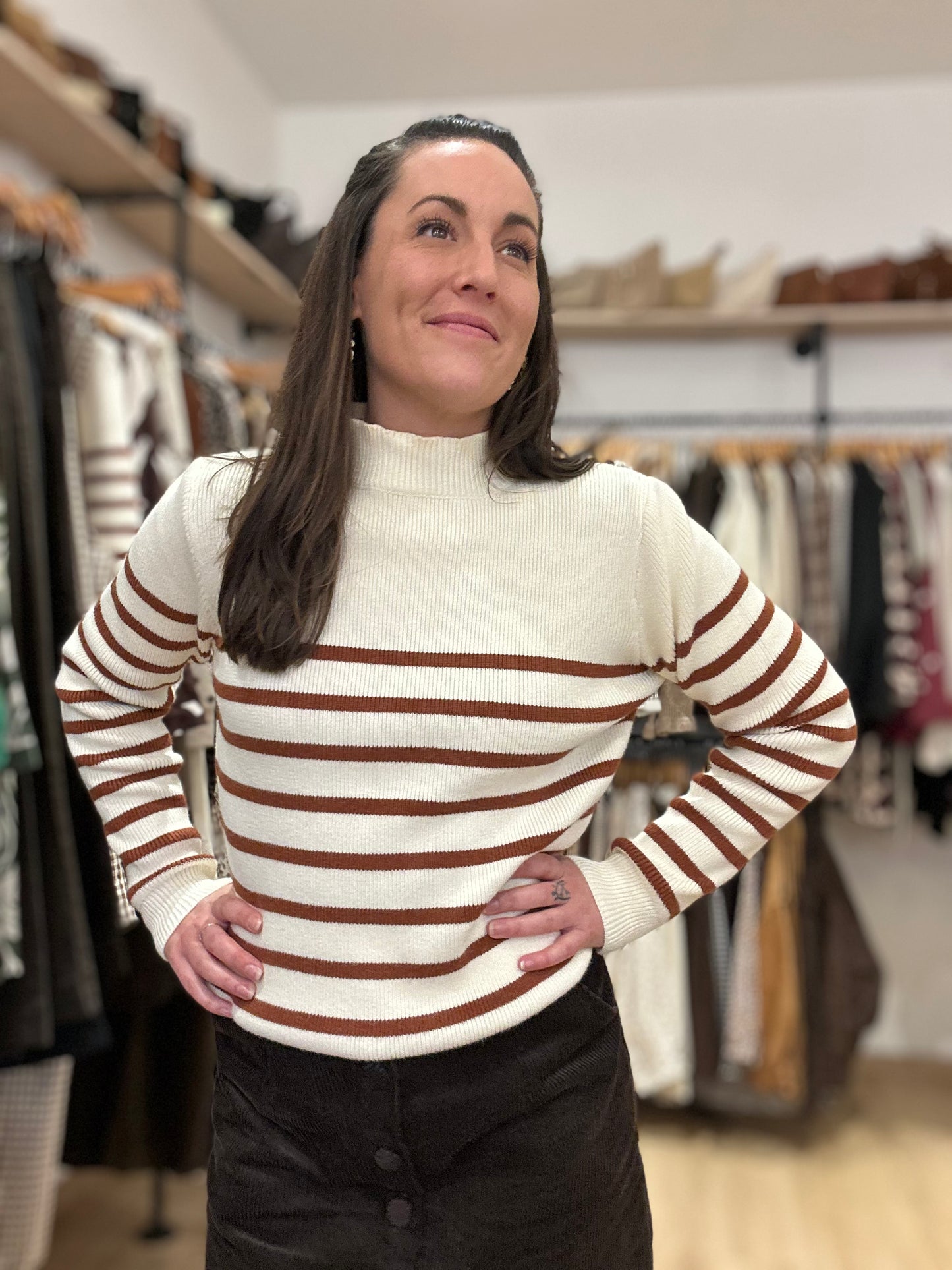 Pull marinière choco