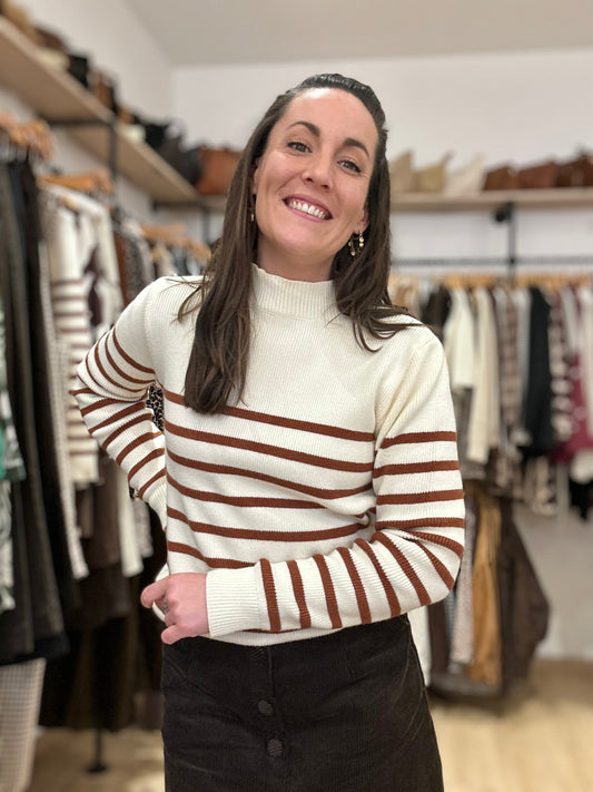 Pull marinière choco