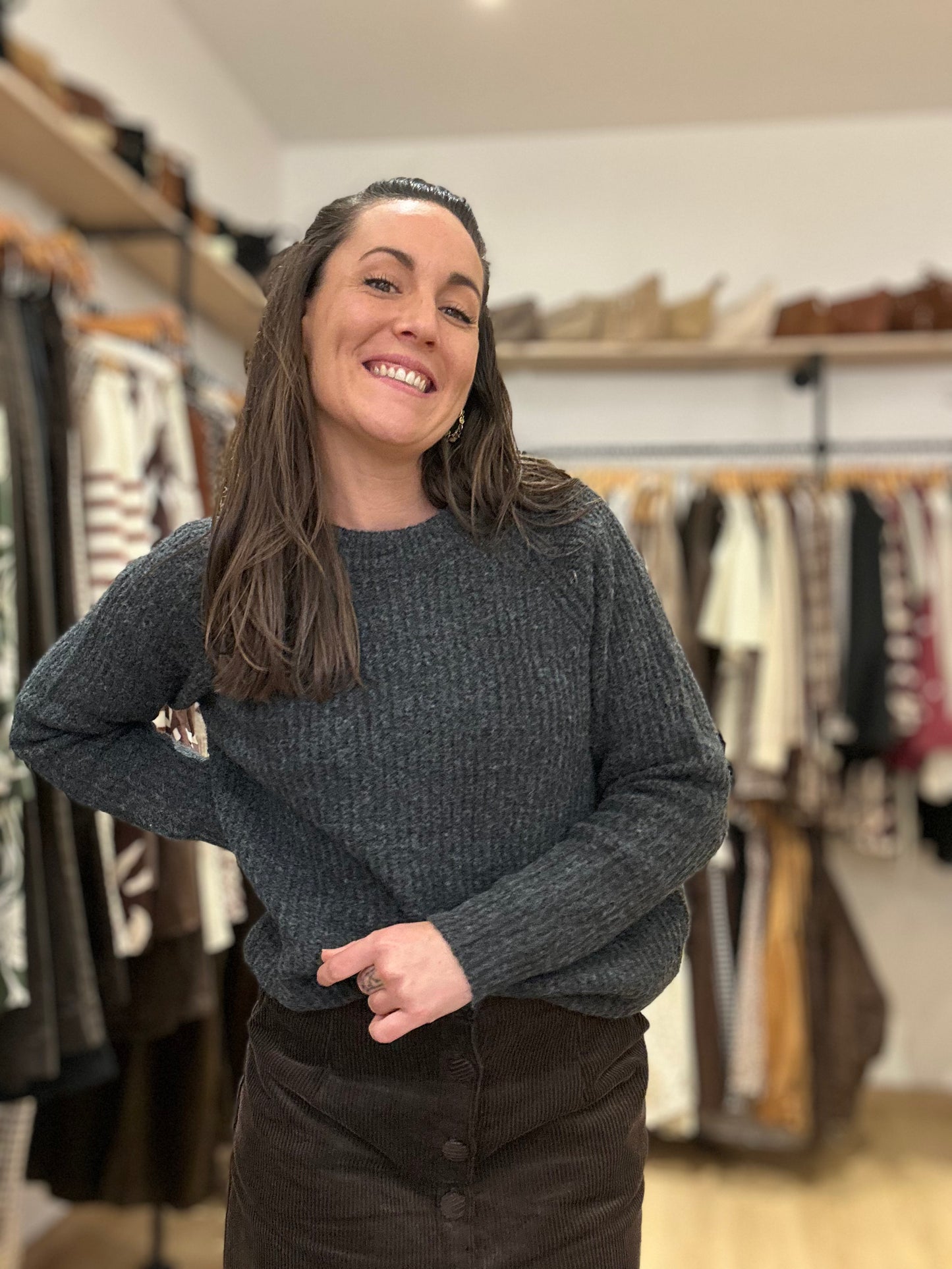 Pull grosse maille anthracite