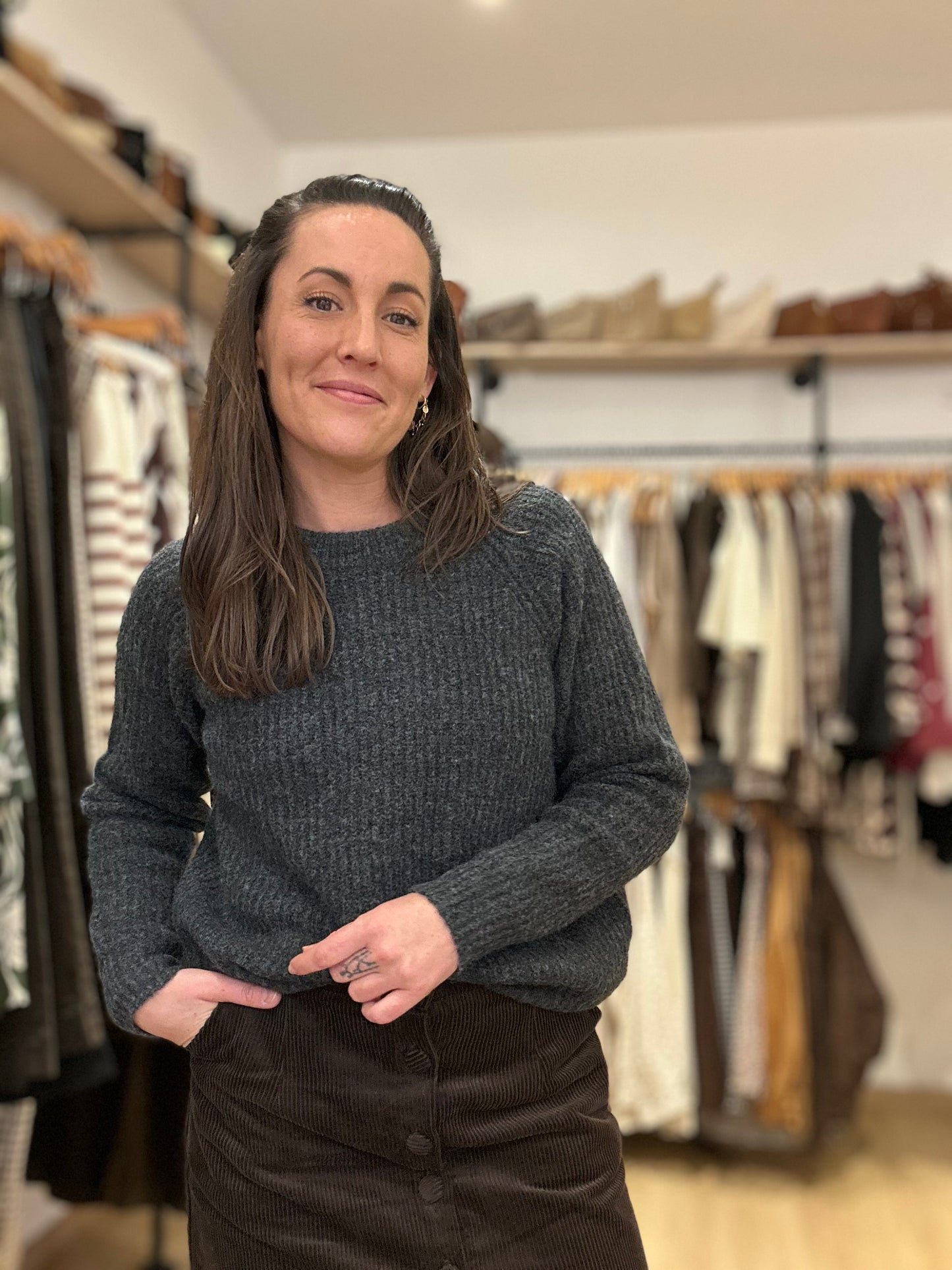 Pull grosse maille anthracite