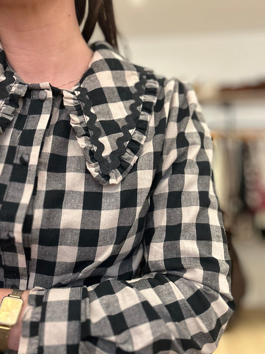 Chemise carreaux col Claudine