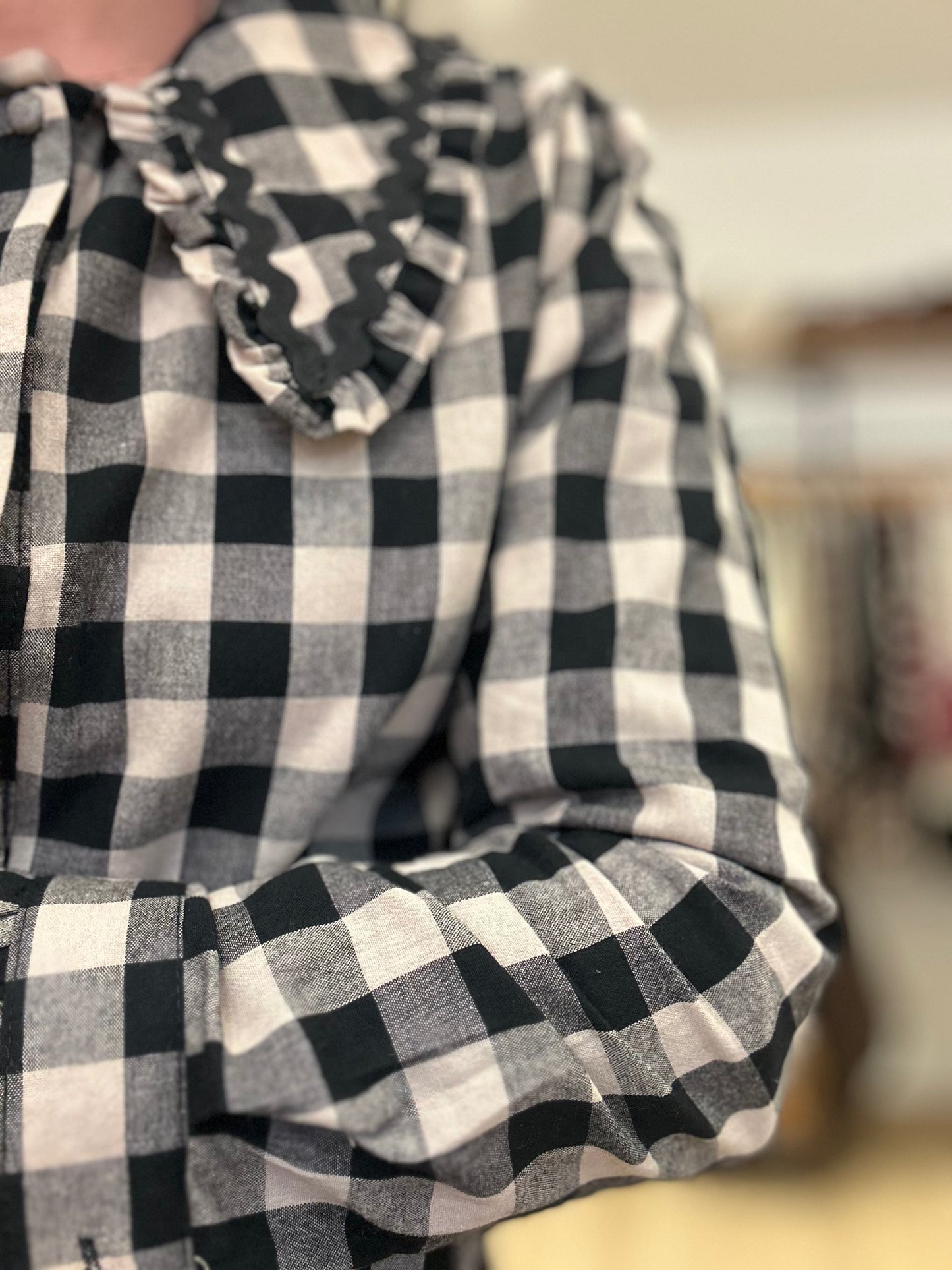 Chemise carreaux col Claudine