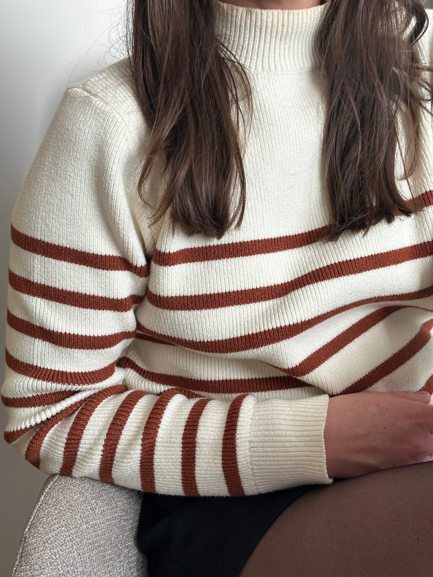 Pull marinière choco