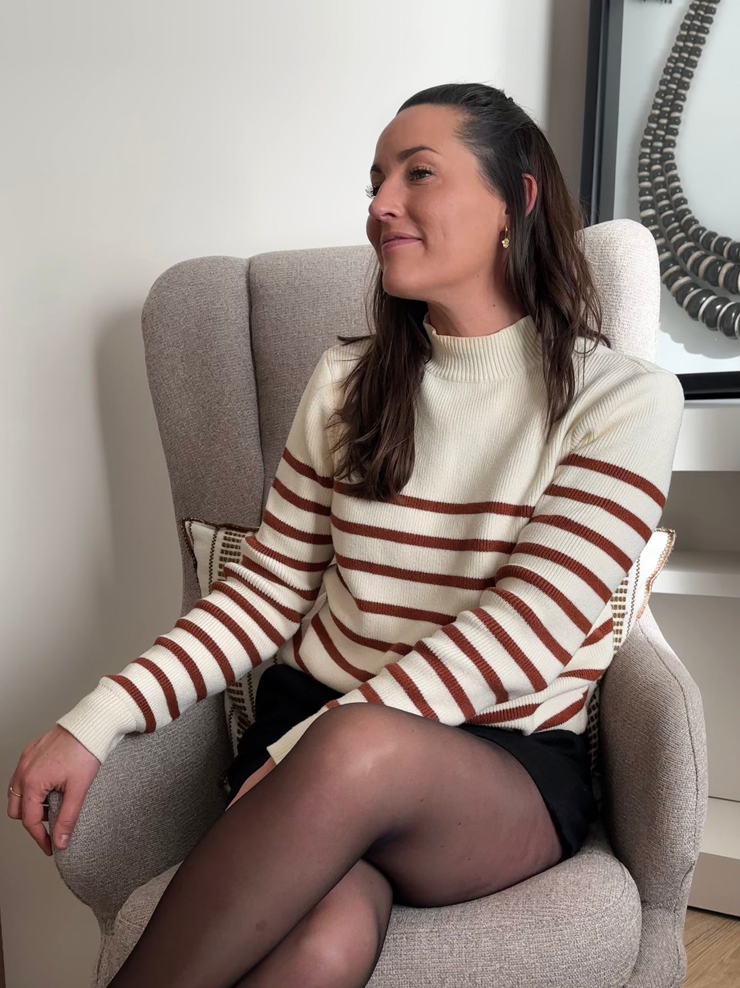 Pull marinière choco