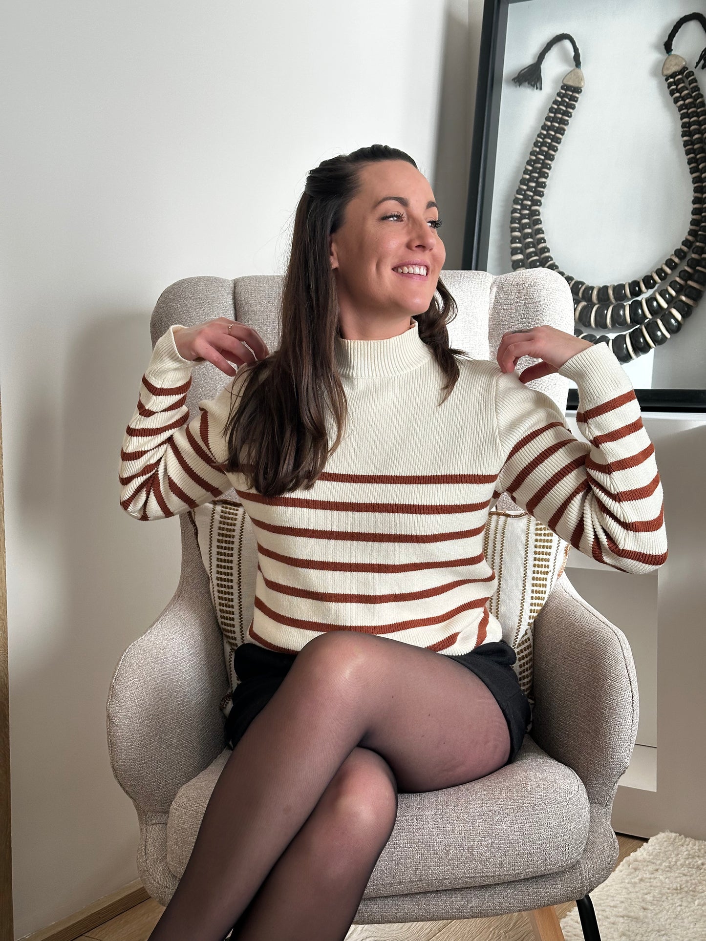 Pull marinière choco