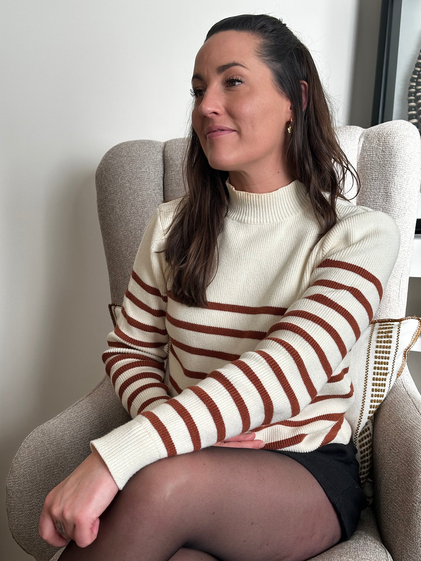 Pull marinière choco