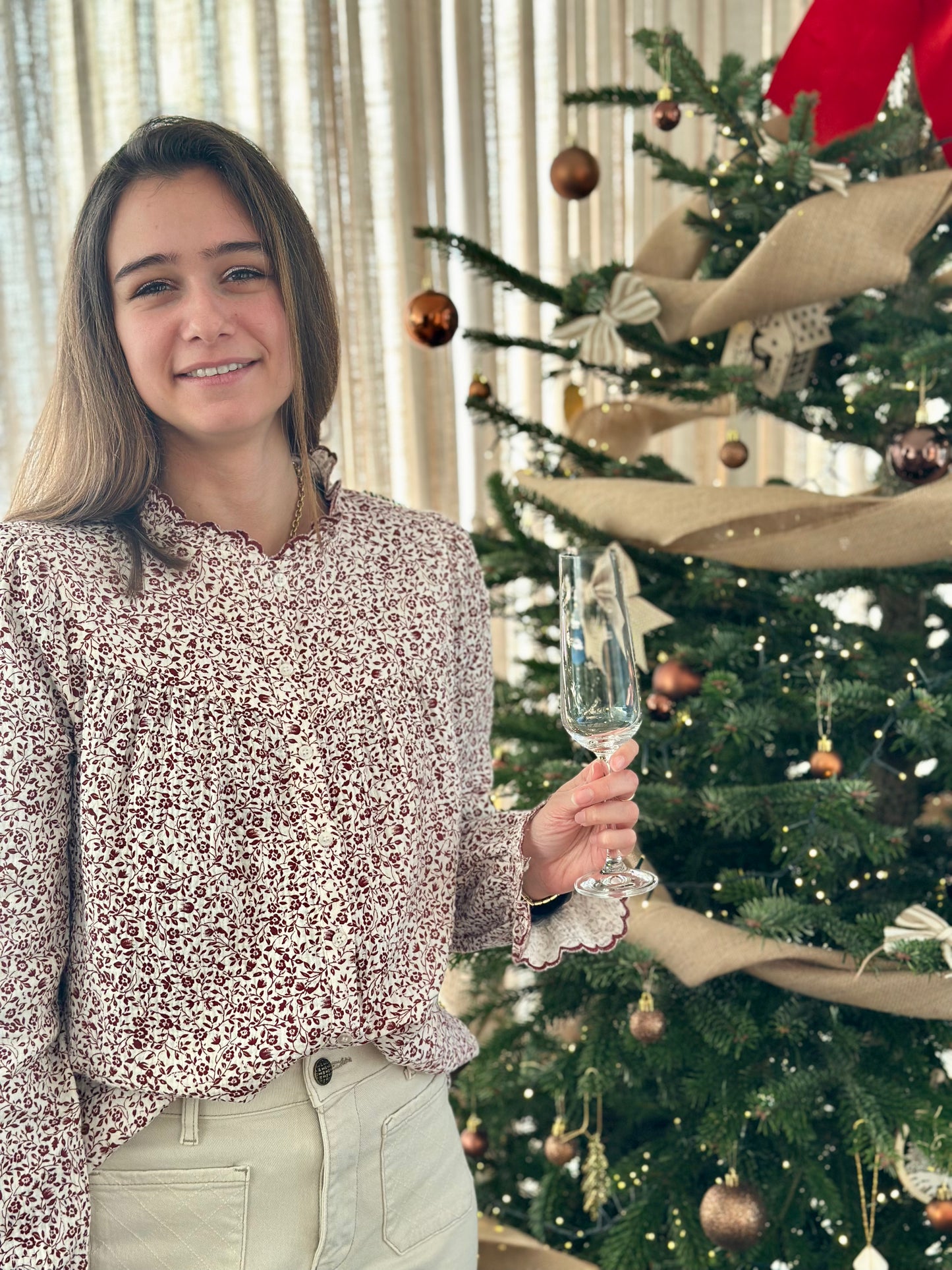 Chemise DG bordeaux fleurs