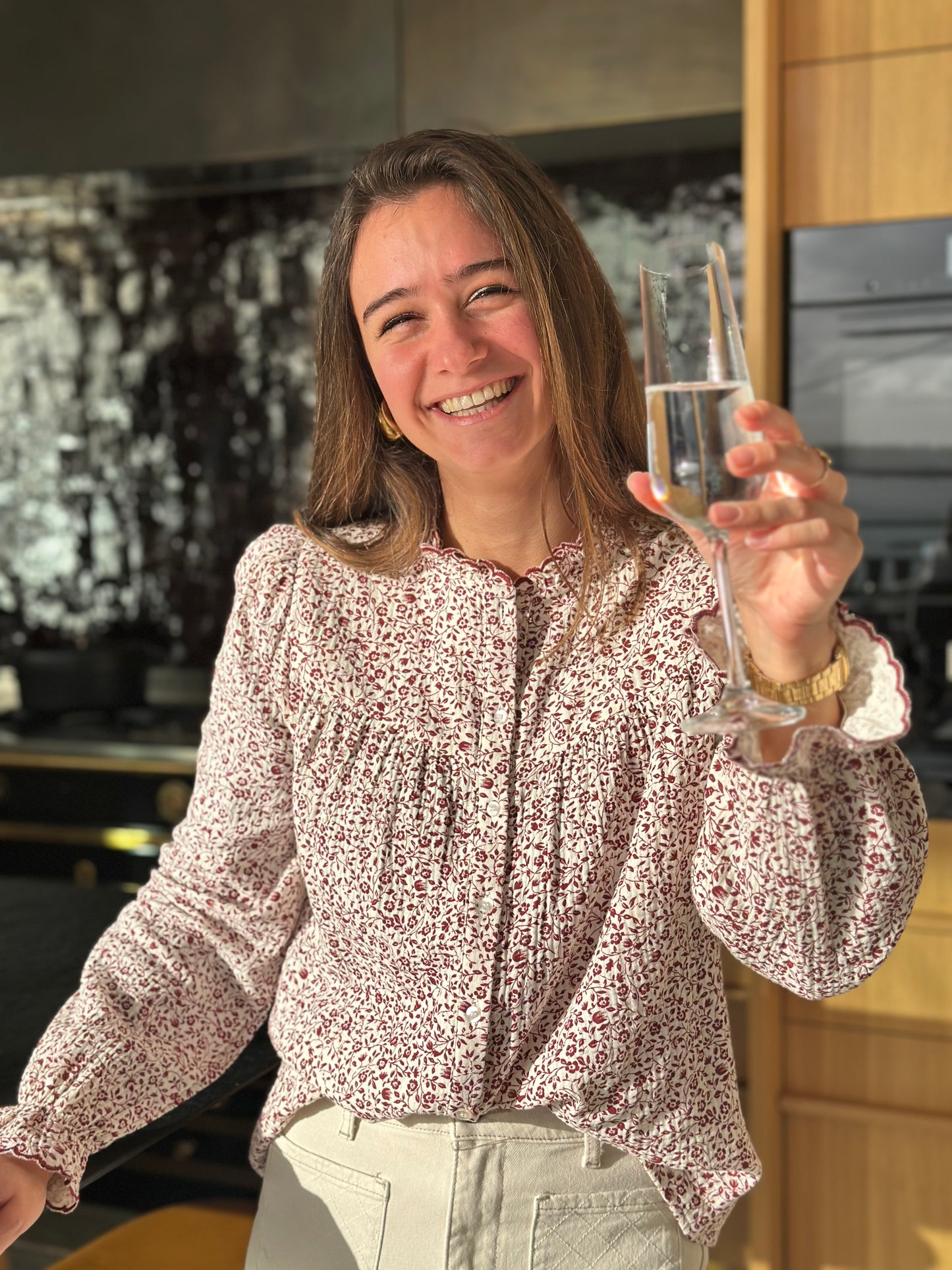 Chemise DG bordeaux fleurs