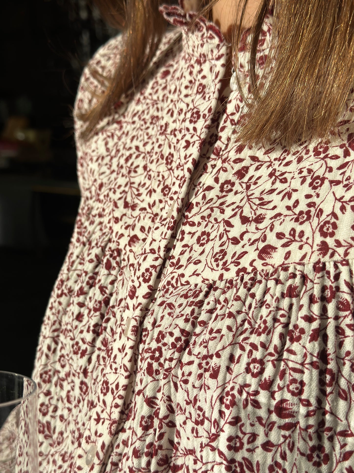 Chemise DG bordeaux fleurs