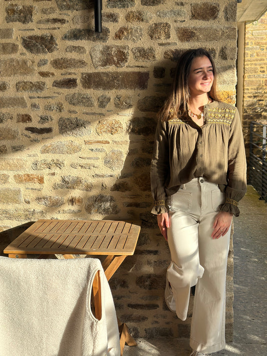 Chemise kaki brodée DG