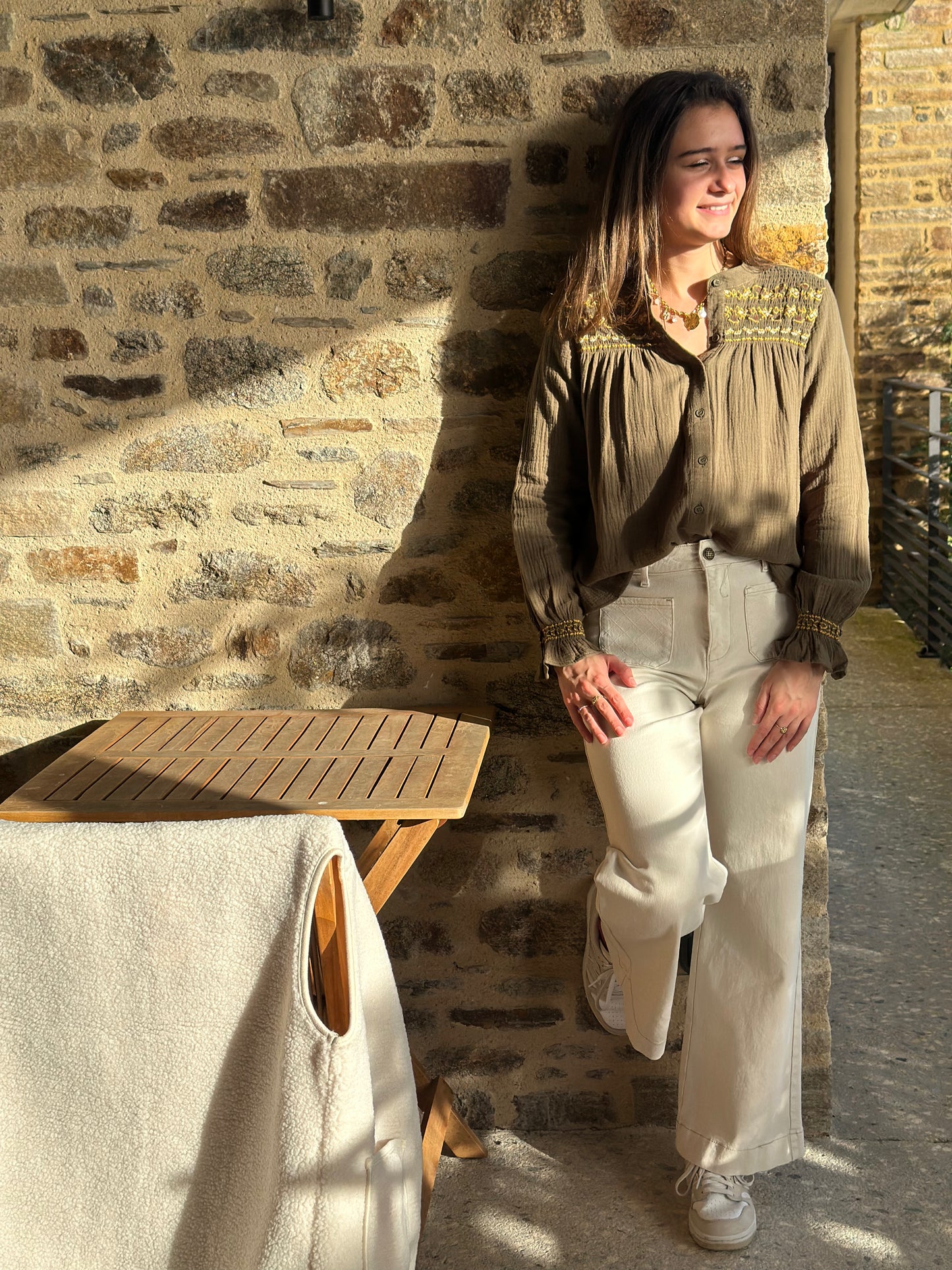 Chemise kaki brodée DG