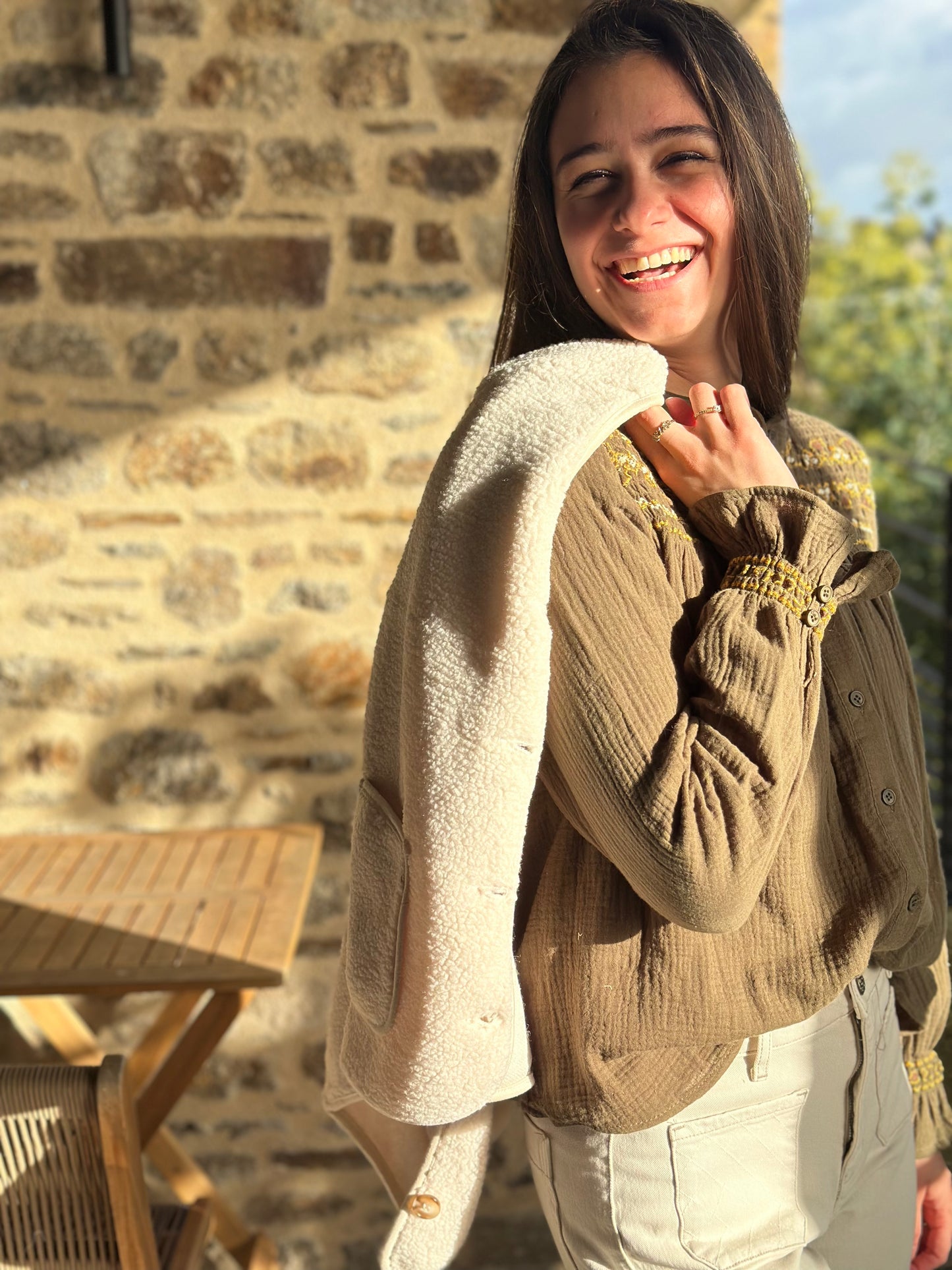 Chemise kaki brodée DG