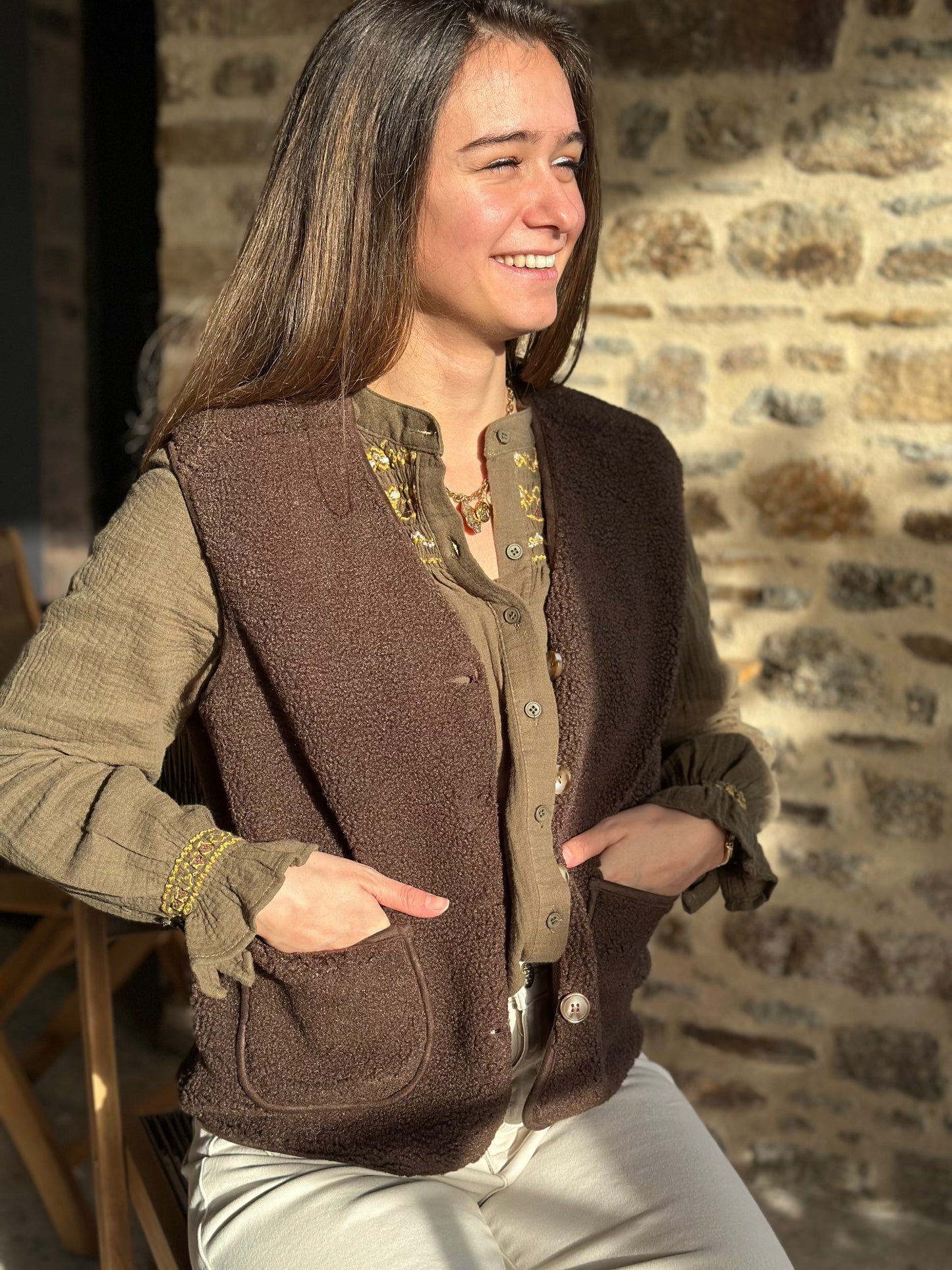 Veste choco S/manche moumoute