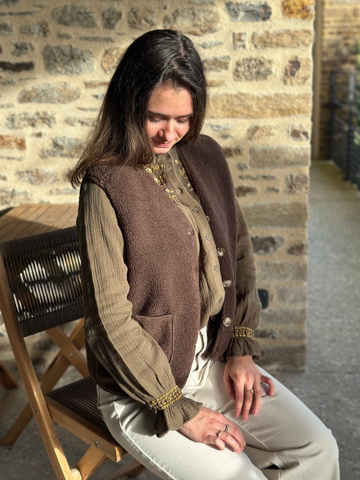 Veste choco S/manche moumoute