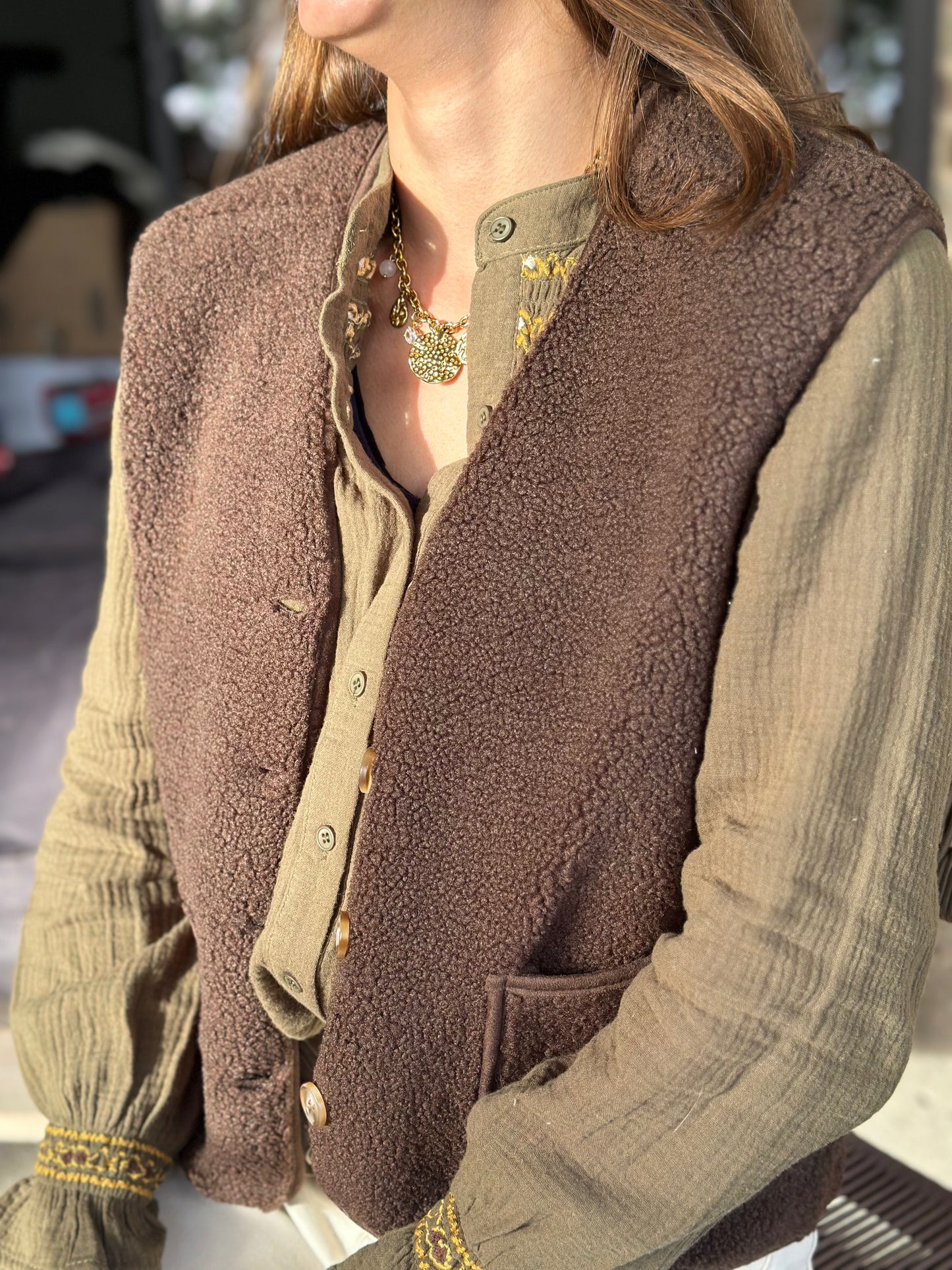 Veste choco S/manche moumoute