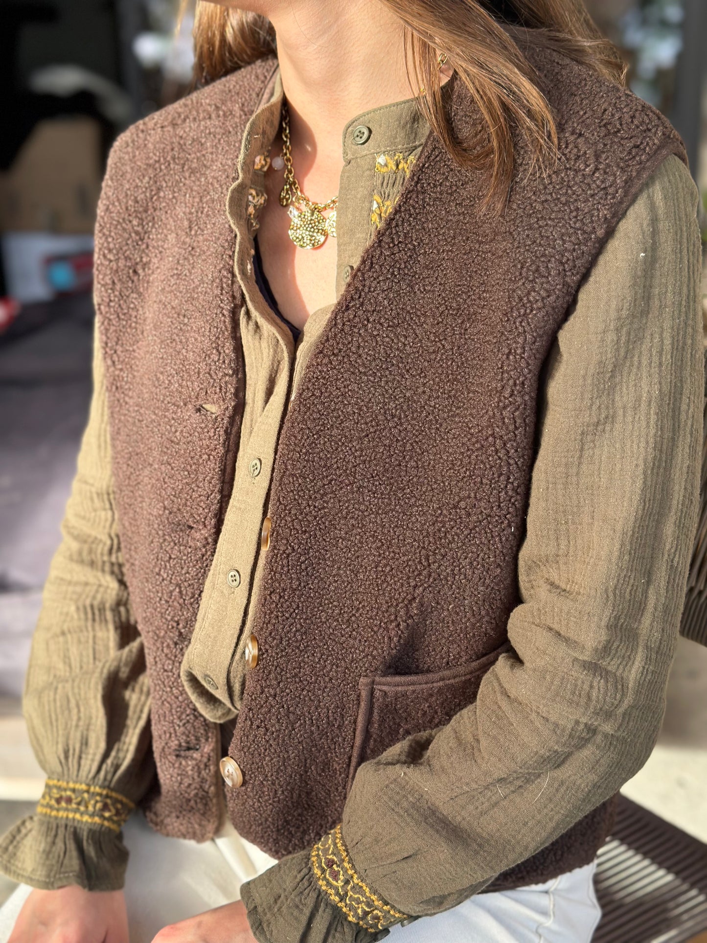 Veste choco S/manche moumoute