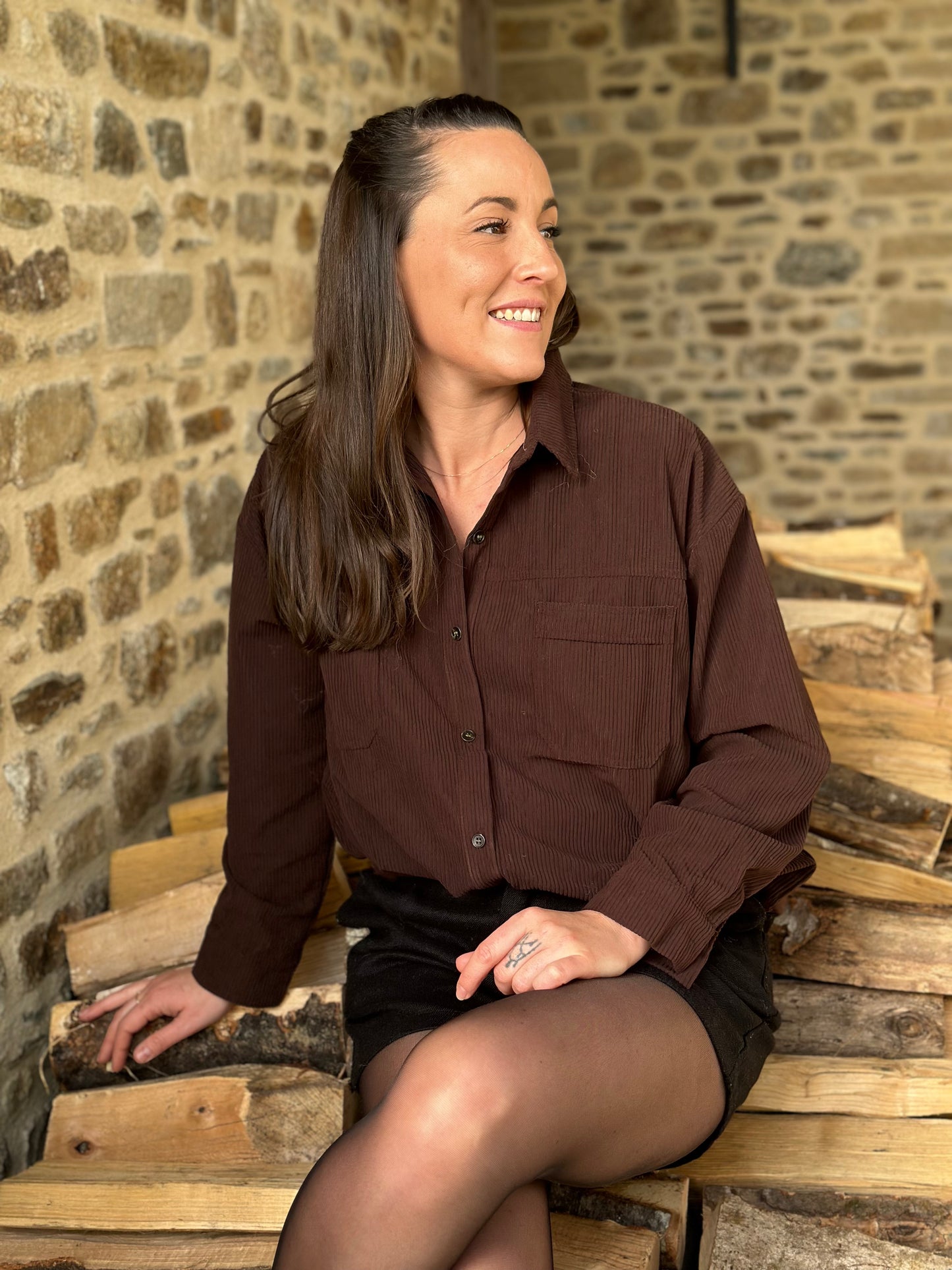 Chemise velours chocolat