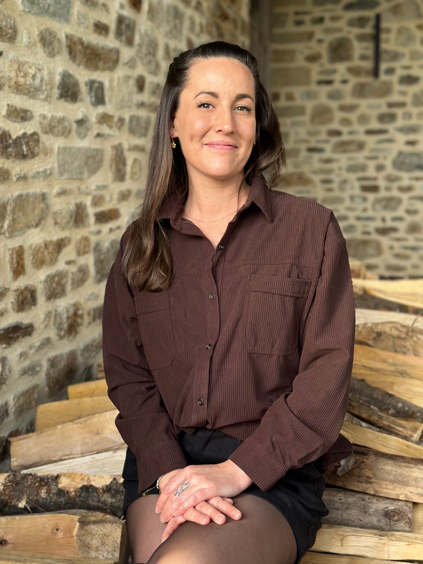 Chemise velours chocolat