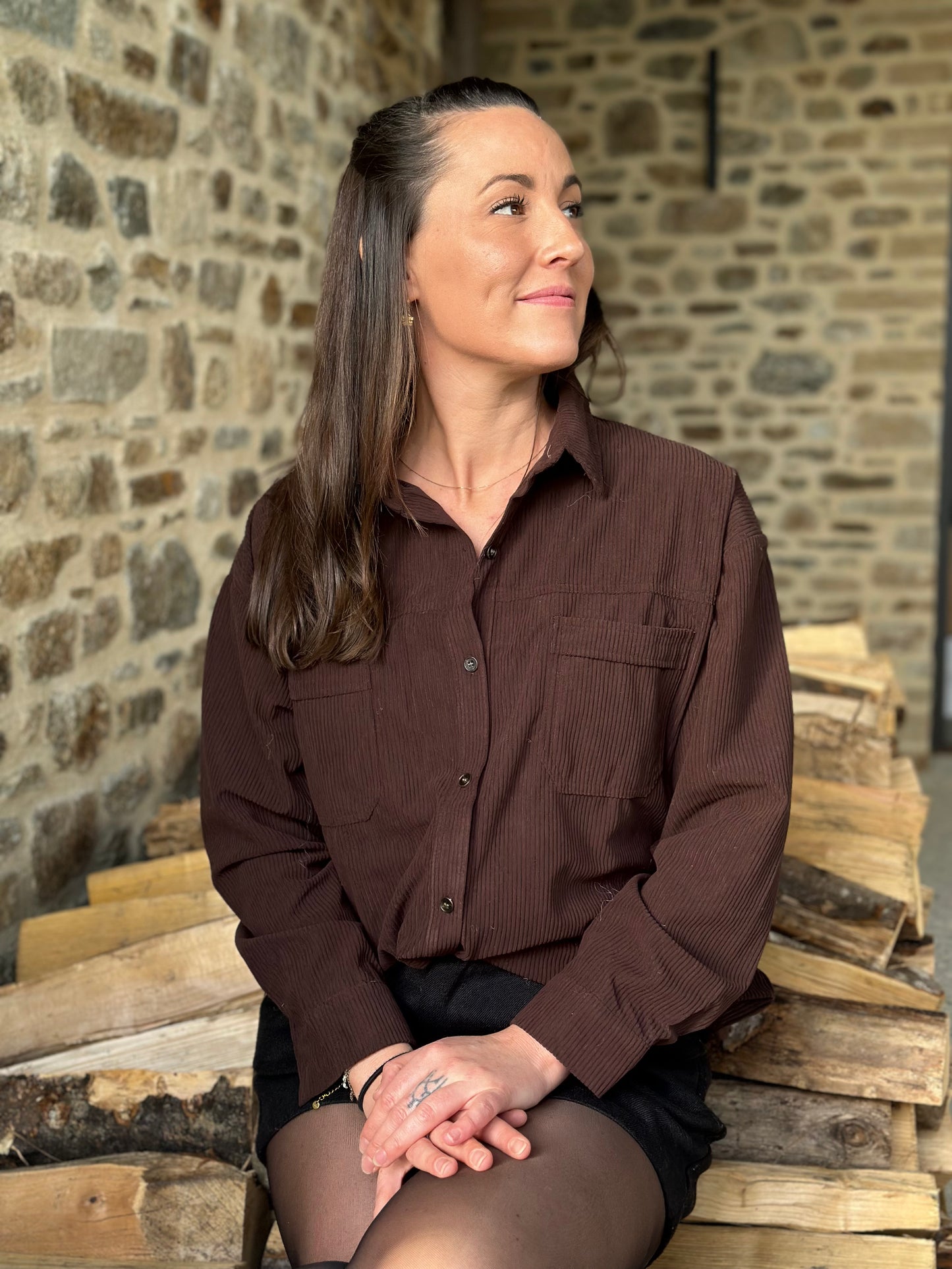 Chemise velours chocolat