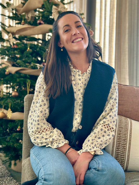 Veste moumoute marine sans manches