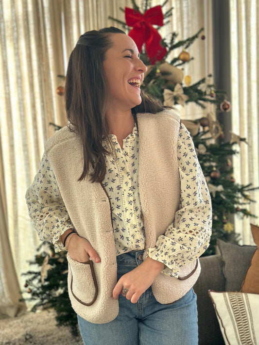 Veste beige camel S/manche moumoute