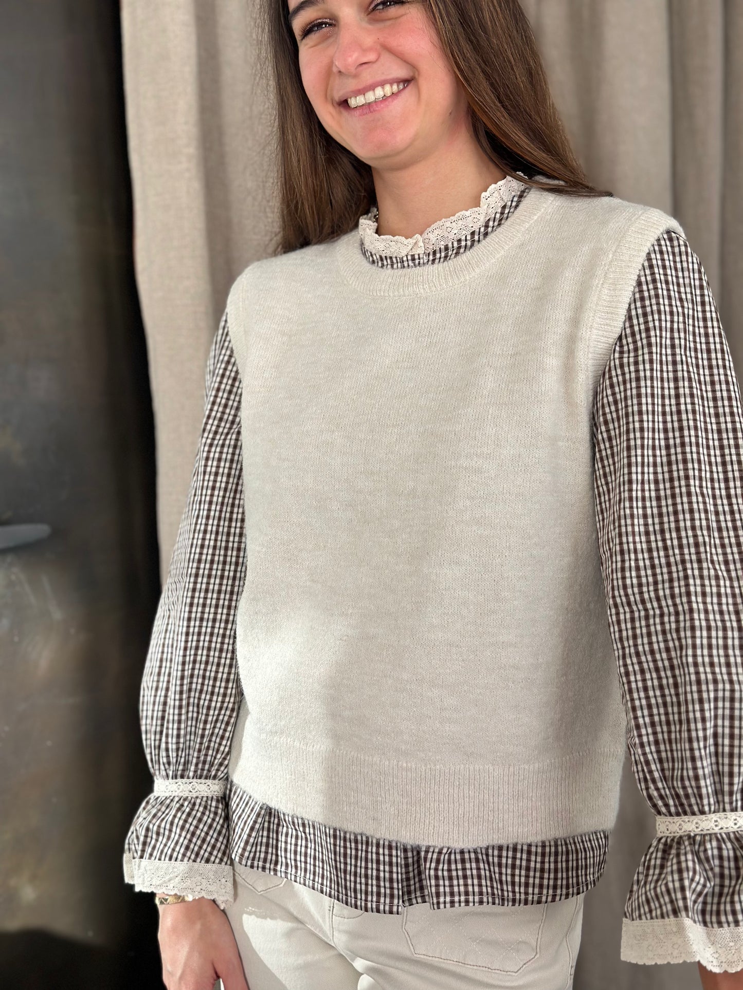 Pull S/manche beige