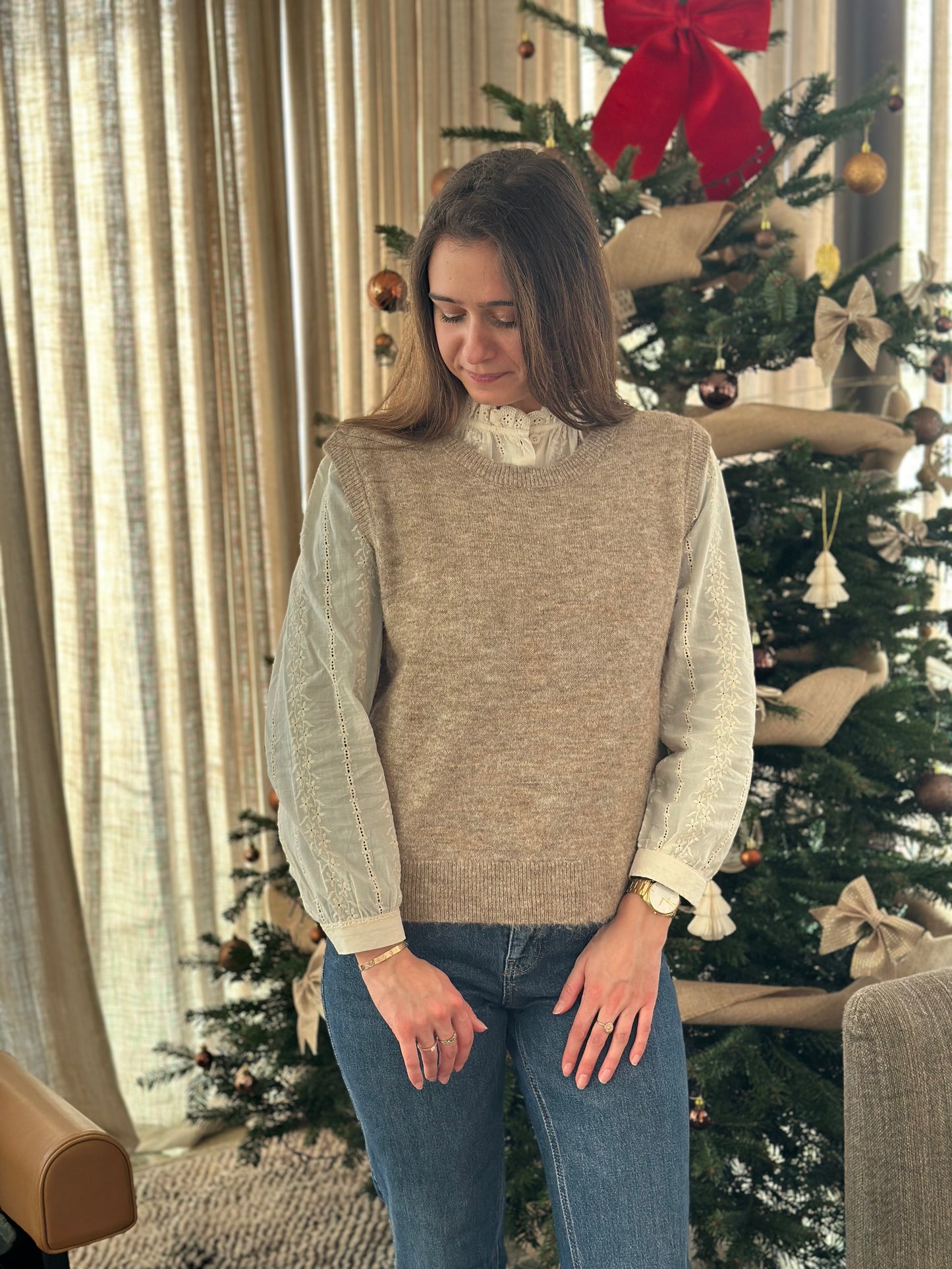 Pull S/manche taupe