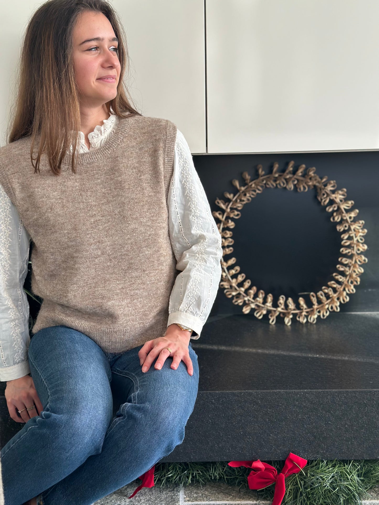 Pull S/manche taupe