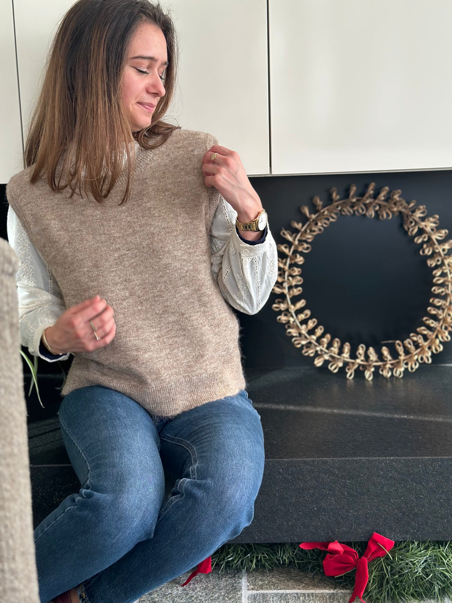 Pull S/manche taupe