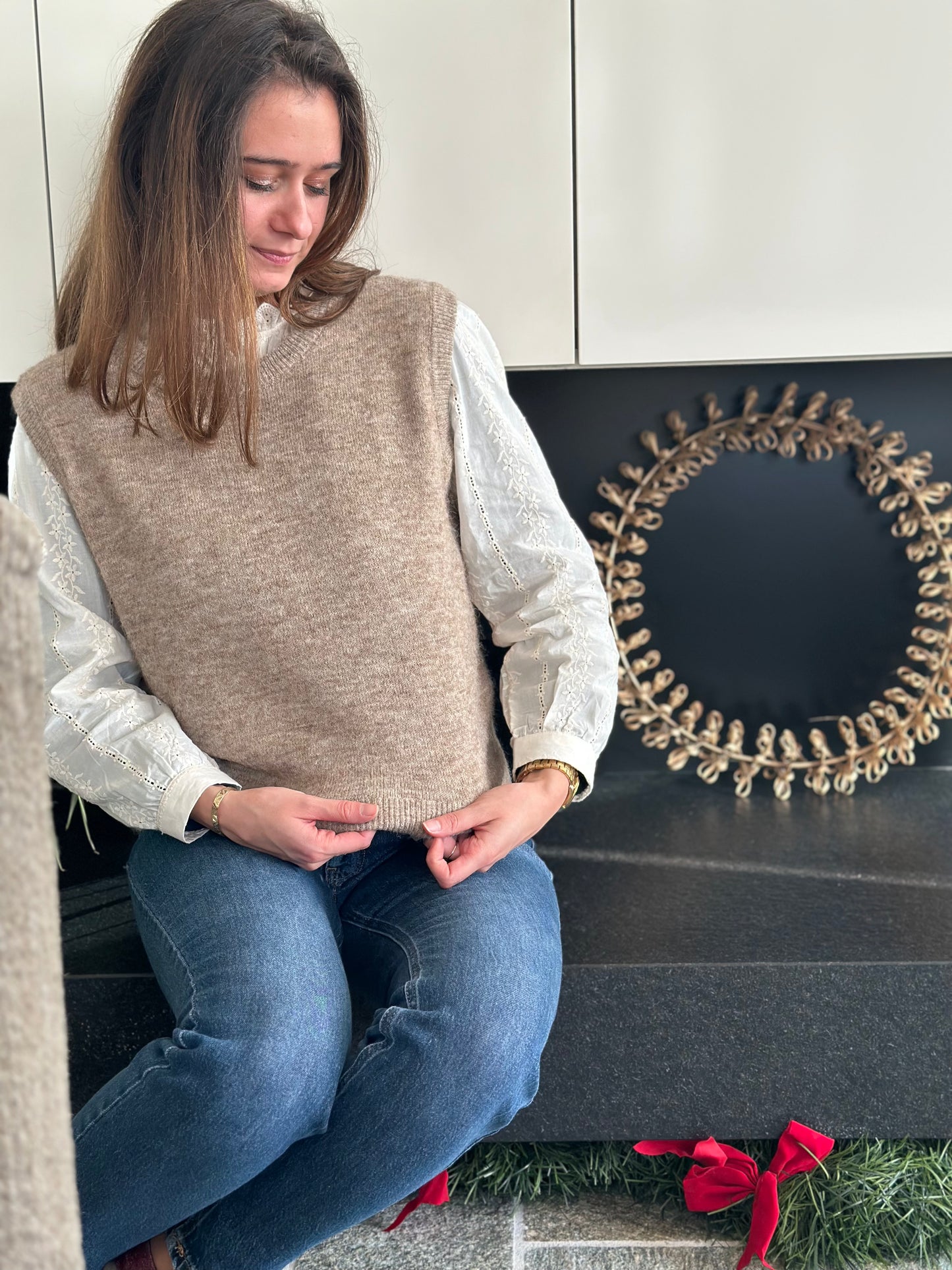 Pull S/manche taupe